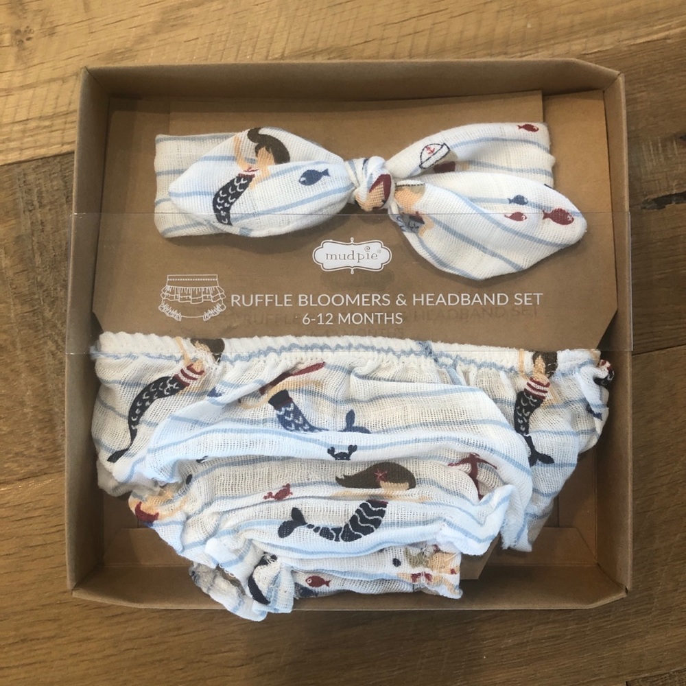 Mud Pie Ruffle Bloomer & Headband Set - Mermaids